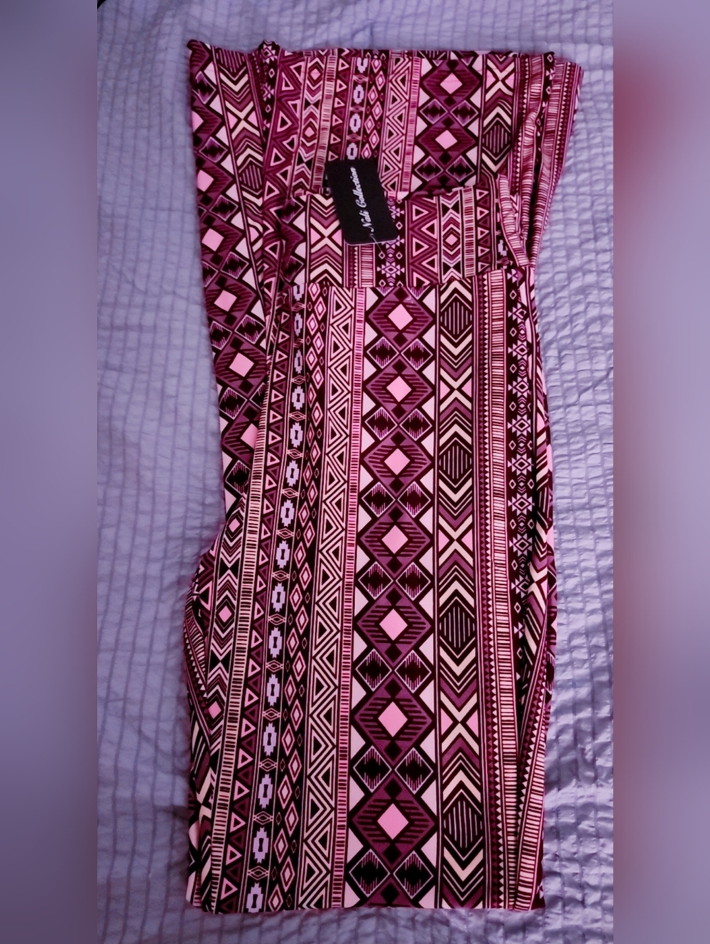 Dalia Collection Pink and Black Tribal Flare Pants - Picture 9 of 13
